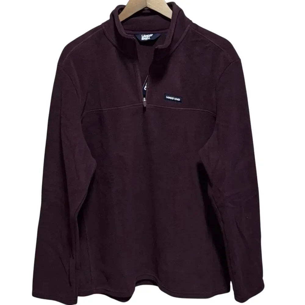 Sweater for Men's Burgundy microfleece pull over Zip neck long sleeve SZ/ M